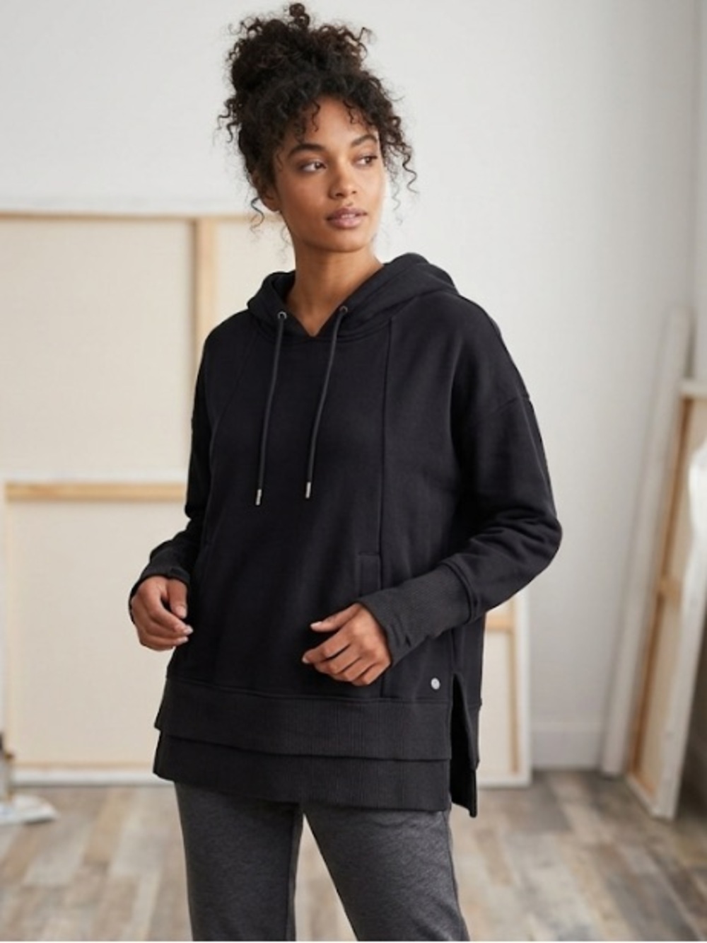 Apana Black Women's Hoodie with Front Pouch